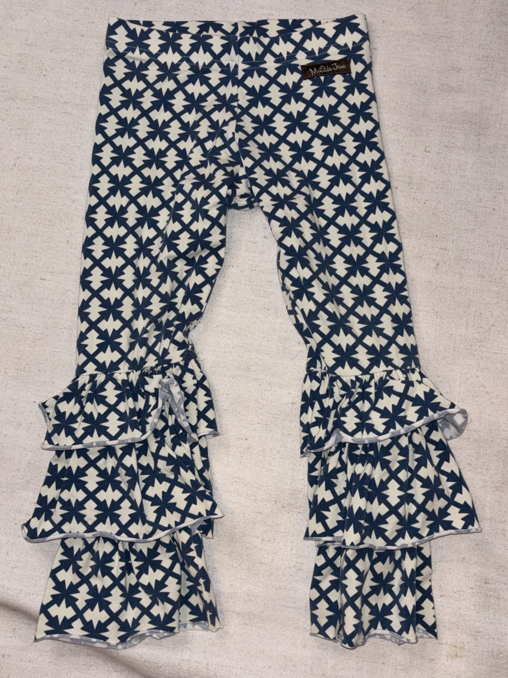 Matilda Jane Navy and White Geometric Ruffle Leggings